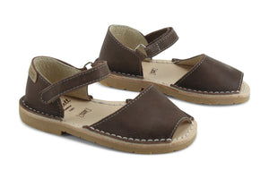 Castell Avarcas Kids Frailera Cacao Leather Velcro Strap Sandals