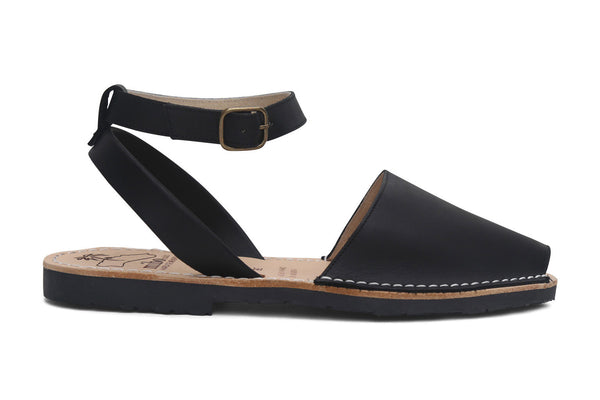 Mibo Avarcas Black Ankle Strap Menorcan Sandals