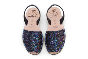 Mibo Avarcas Black Multi Glitter Menorcan Sandals