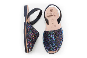 Mibo Black Multi Glitter Menorcan Sandals