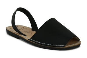 Mibo Avarcas Men's Classics Black Leather Slingback Sandals