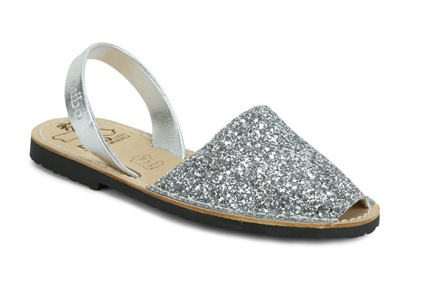 Mibo Avarcas Women s Classics Glitter Silver Leather Slingback