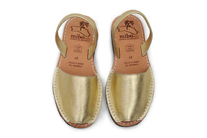 Mibo Avarcas Women's Metallic Gold Leather Slingback Sandals