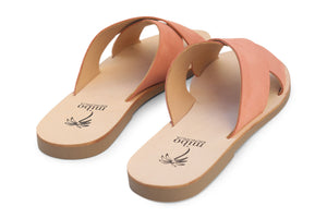 Mibo Salmon Leather Crossover Sandals