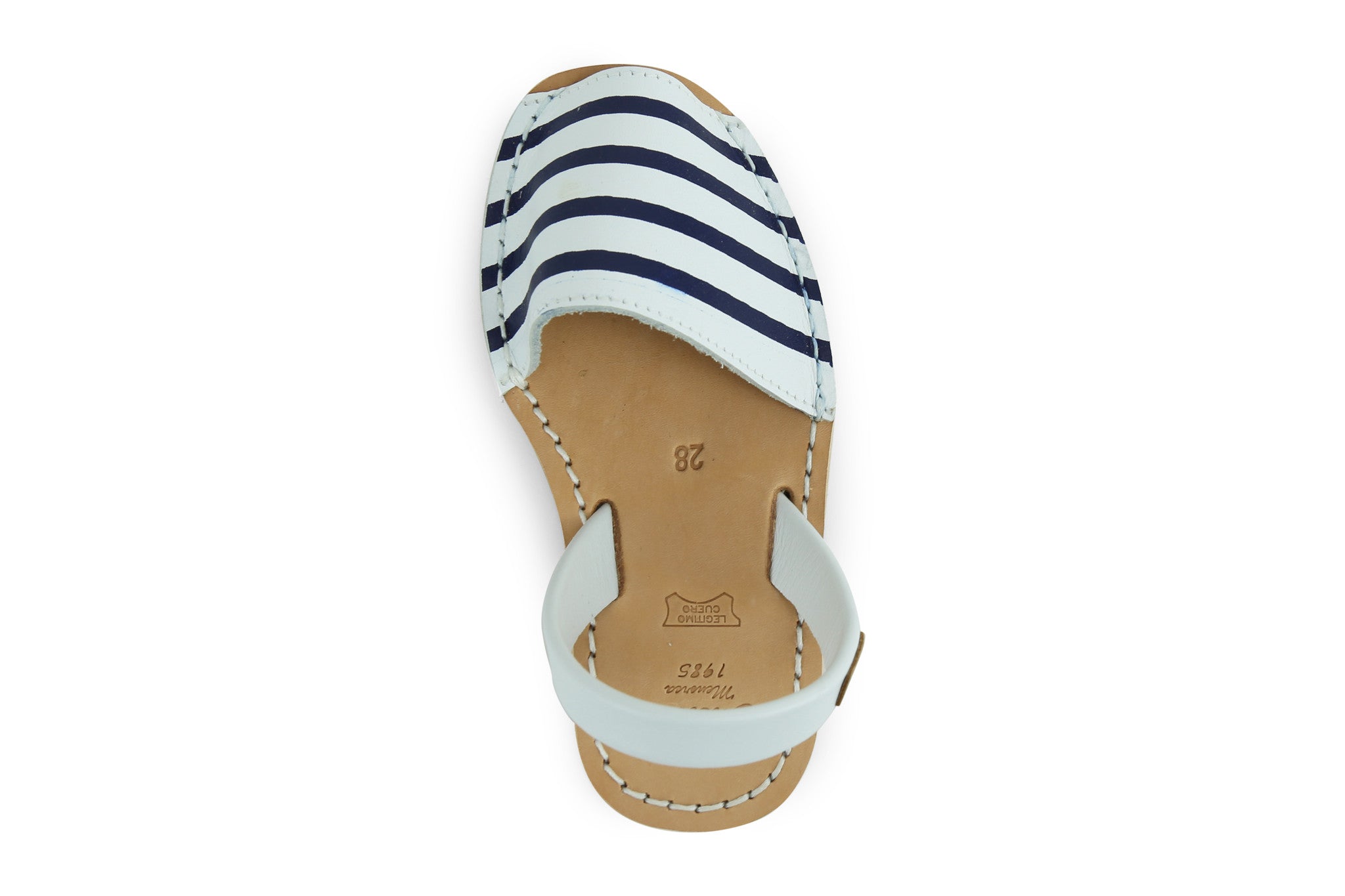 Castell Avarcas Kids Maritime Navy Stripes Leather Slingback Sandals