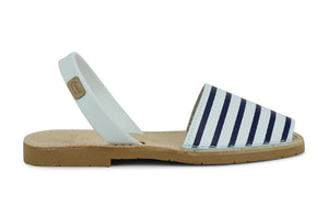 Castell Avarcas Women's Maritime Navy Stripes Leather Slingback Sandals