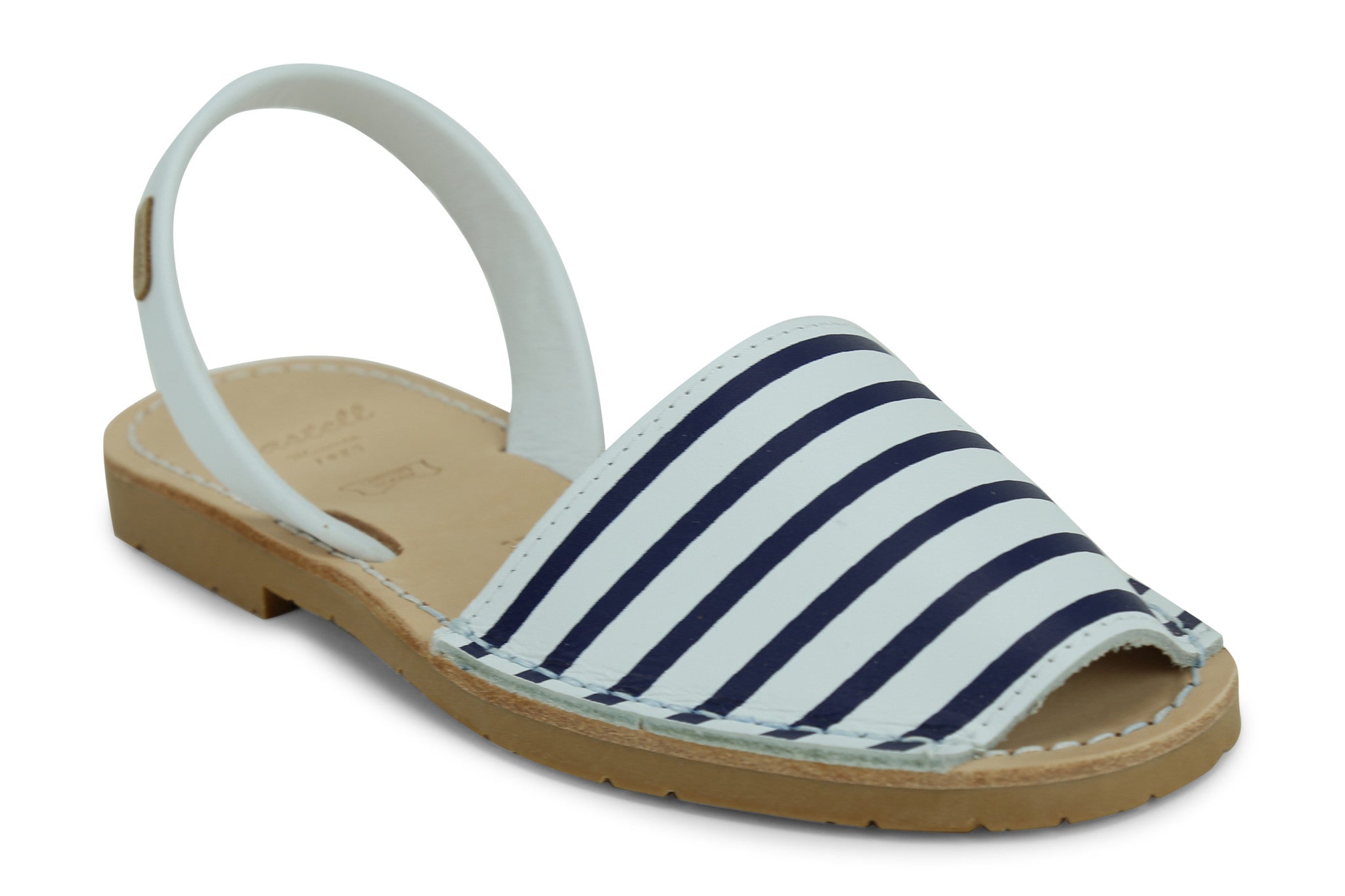 Castell Avarcas Women's Maritime Navy Stripes Leather Slingback Sandals