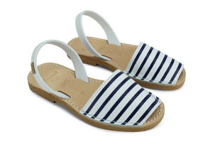 Castell Avarcas Women's Maritime Navy Stripes Leather Slingback Sandals