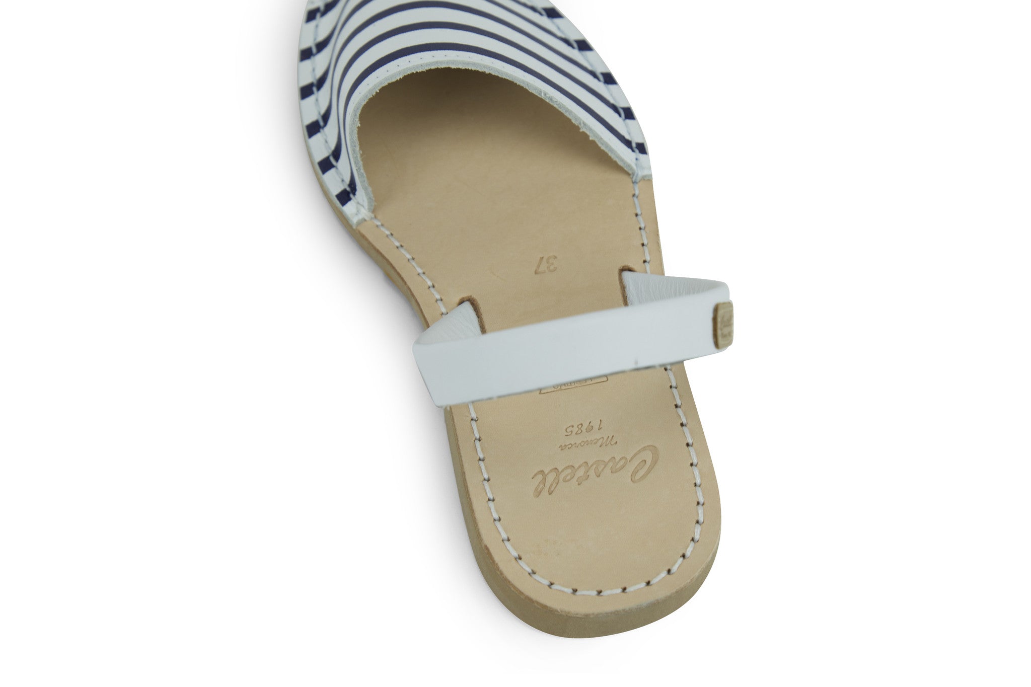 Castell Avarcas Women's Maritime Navy Stripes Leather Slingback Sandals