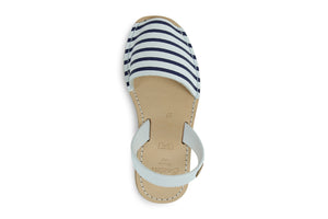 Castell Avarcas Women's Maritime Navy Stripes Leather Slingback Sandals