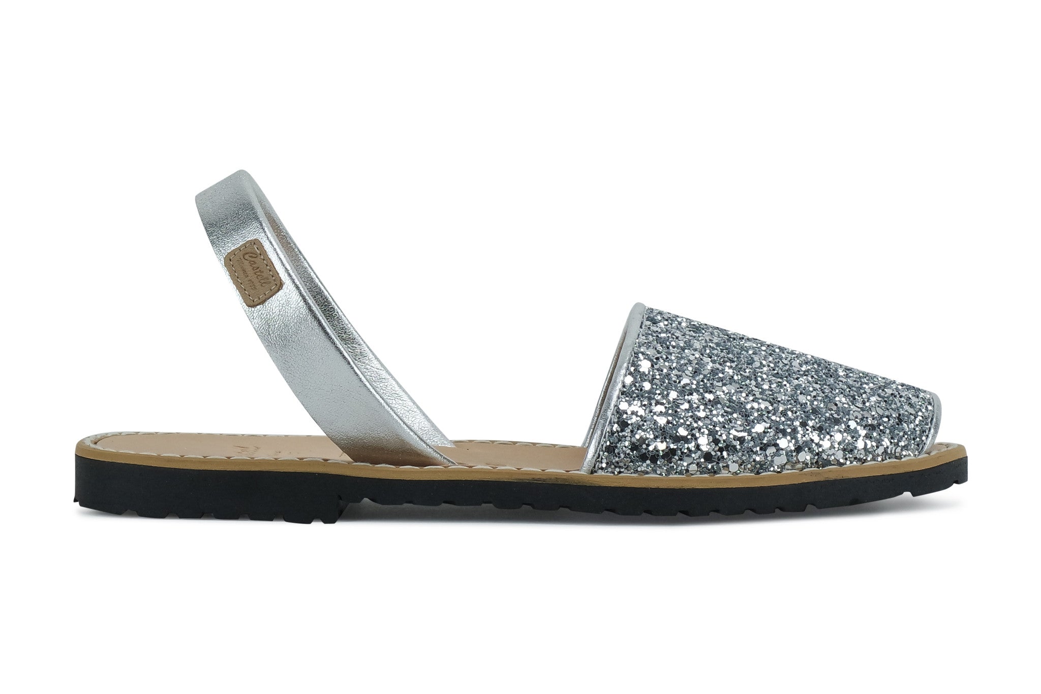 Castell Avarcas Women's Classics Glitter Silver Leather Slingback Sandals