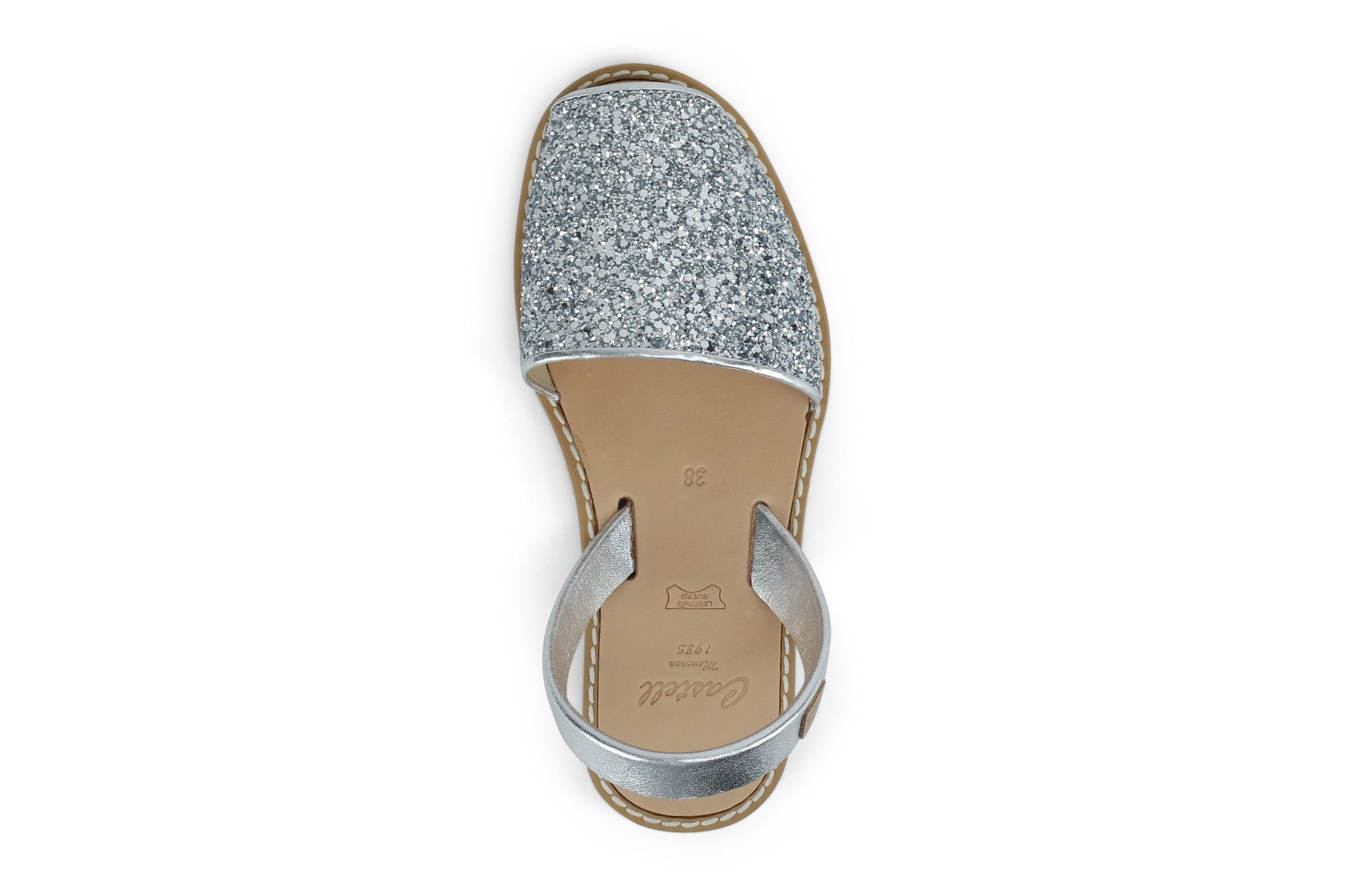 Castell Avarcas Women's Classics Glitter Silver Leather Slingback Sandals