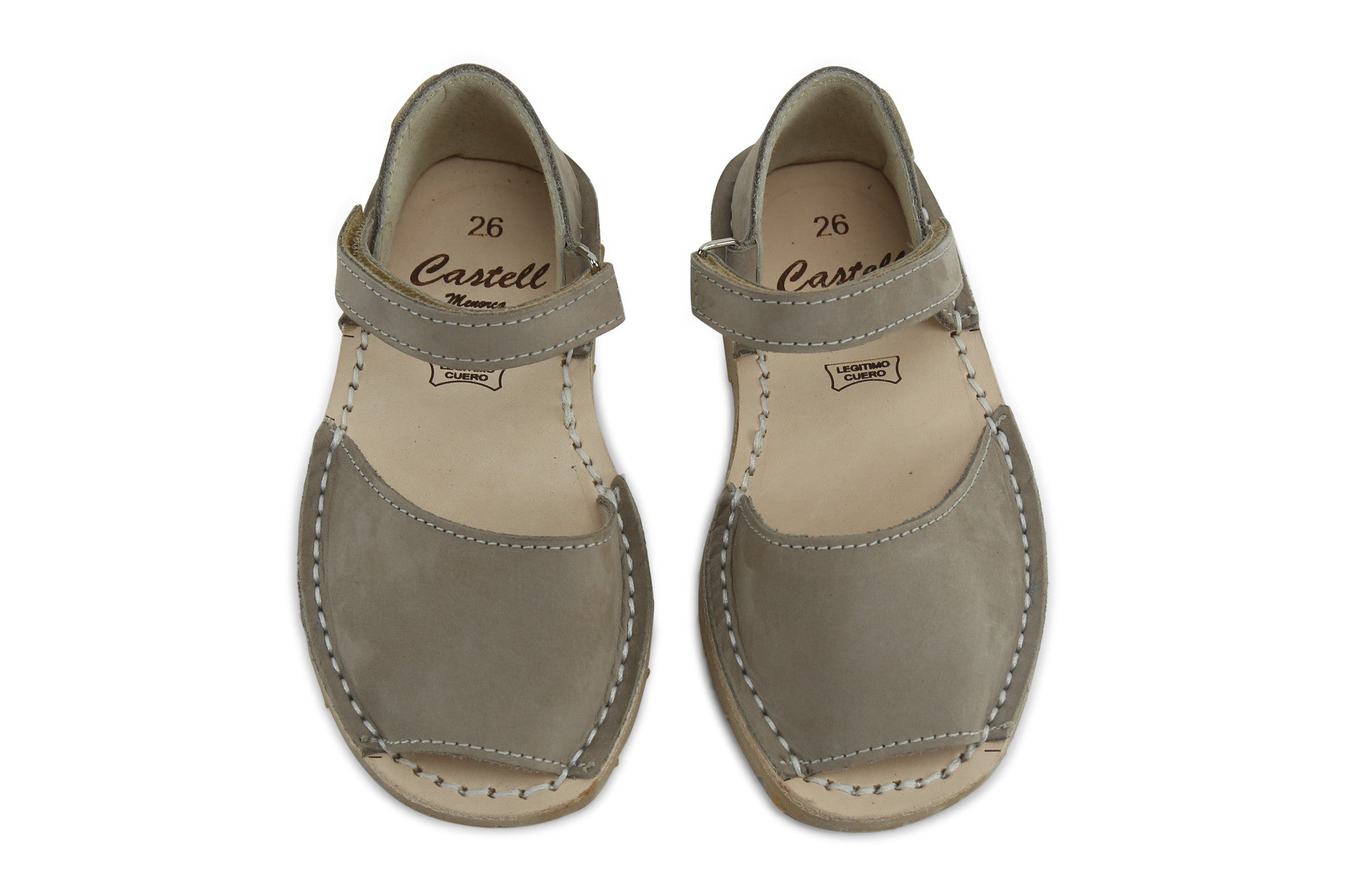 Castell Avarcas Kids Frailera Bison Leather Velcro Strap Sandals