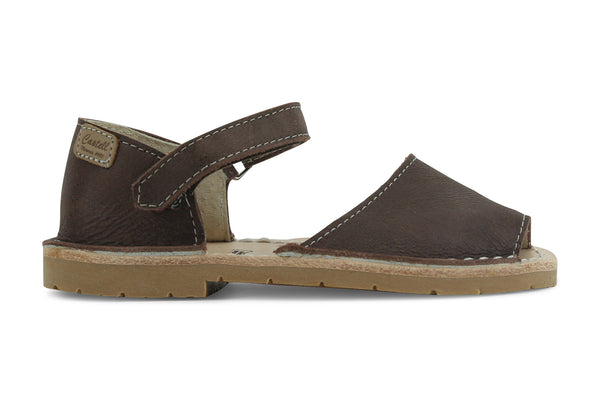 Castell Avarcas Kids Frailera Cacao Leather Velcro Strap Sandals