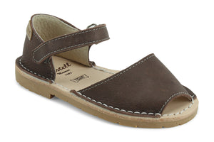 Castell Avarcas Kids Frailera Cacao Leather Velcro Strap Sandals
