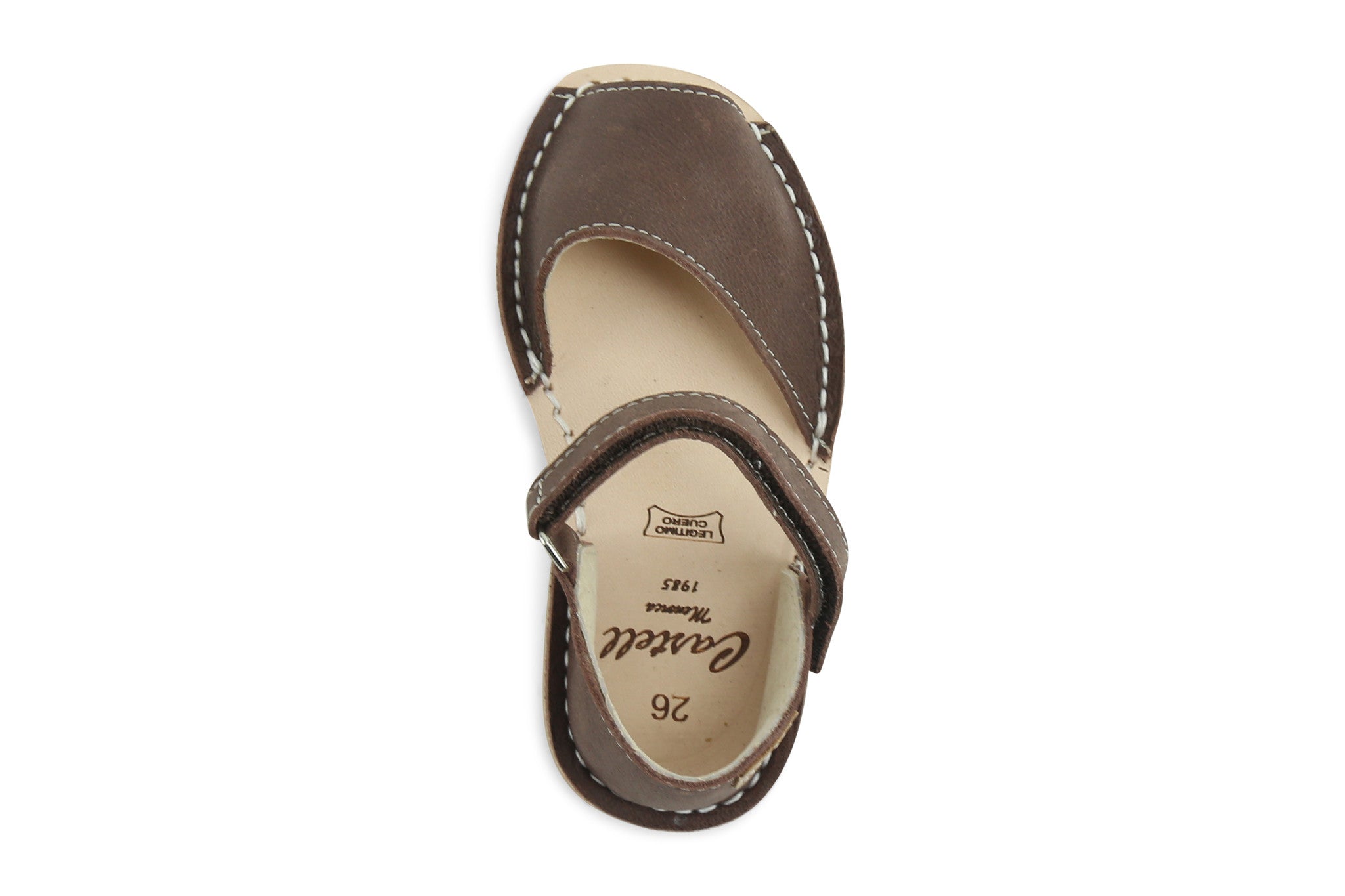 Castell Avarcas Kids Frailera Cacao Leather Velcro Strap Sandals