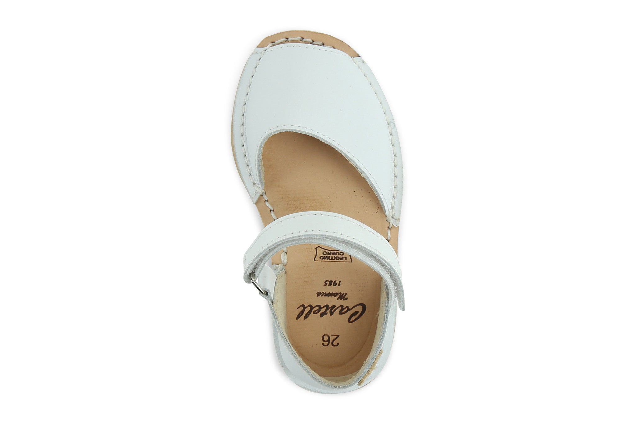 Castell Avarcas Kids Fraileras White Leather Velcro Strap Sandals