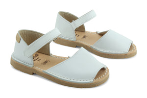 Castell Avarcas Kids Frailera White Leather Velcro Strap Sandals