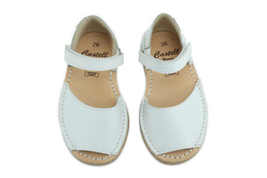 Castell Avarcas Kids Frailera White Leather Velcro Strap Sandals