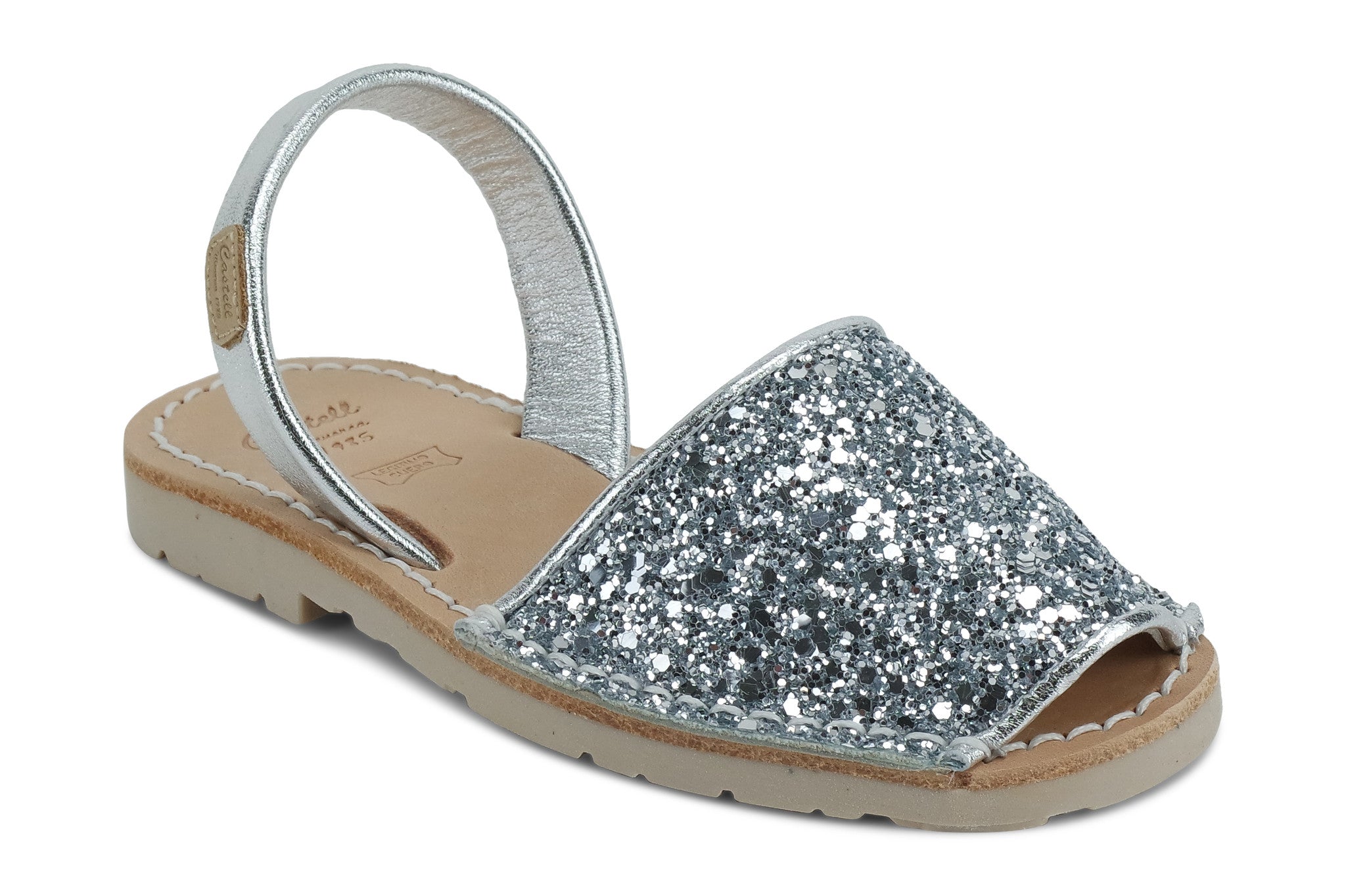 Castell Avarcas Kids Classics Glitter Silver Leather Slingback