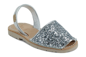 Castell Avarcas Kids Classics Glitter Silver Leather Slingback Sandals