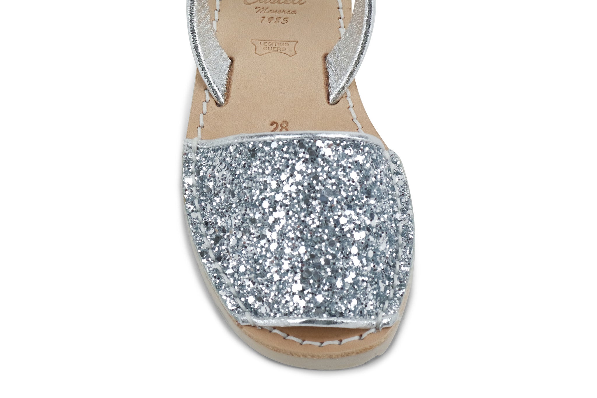 Castell Avarcas Kids Classics Glitter Silver Leather Slingback Sandals