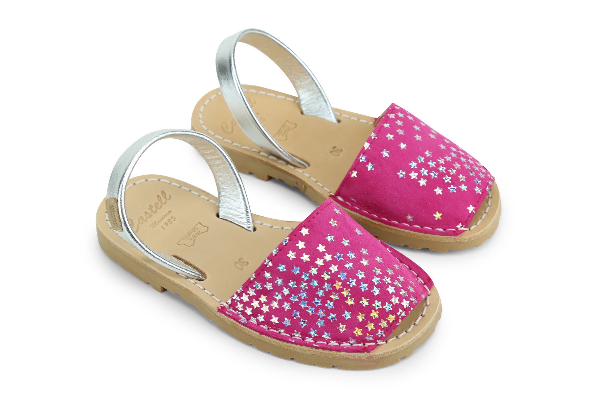 Castell Avarcas Kids Classics Fucshia Leather Slingback Sandals