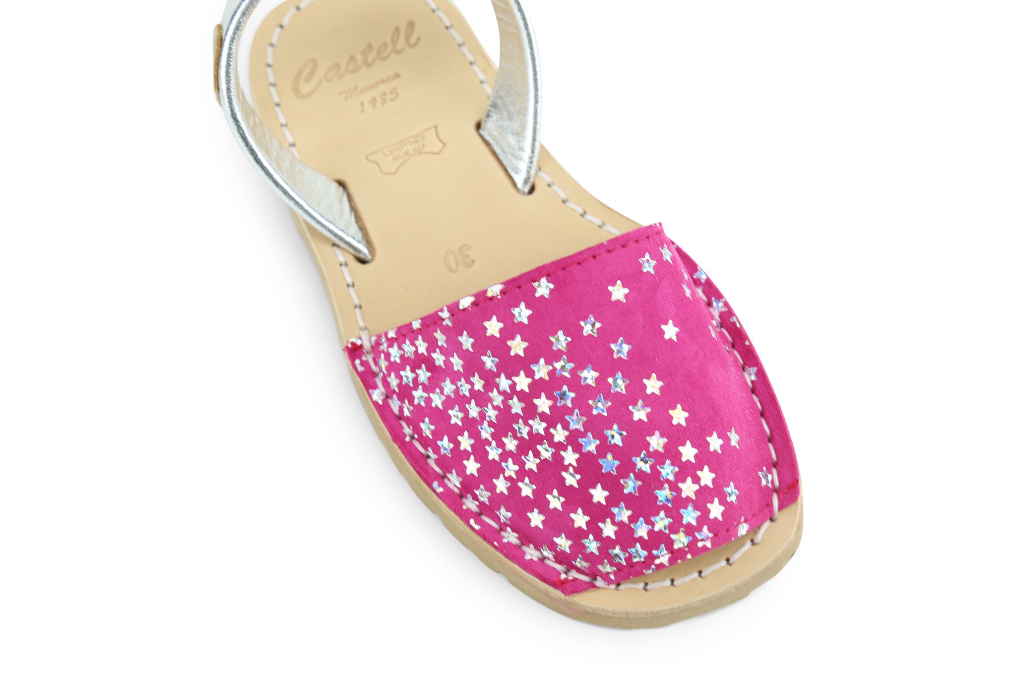 Castell Avarcas Kids Classics Fucshia Leather Slingback Sandals