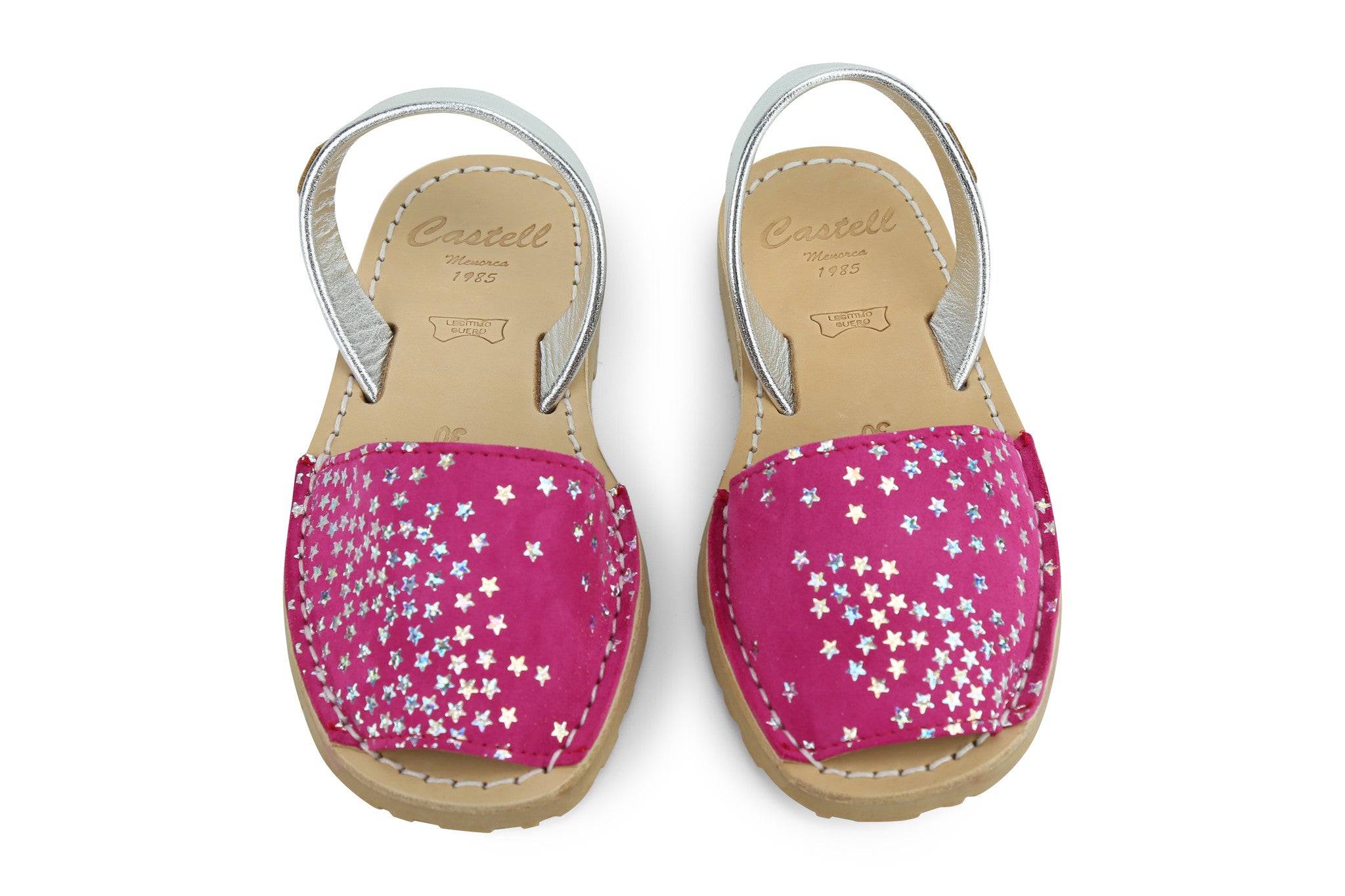 Castell Avarcas Kids Classics Fucshia Leather Slingback Sandals
