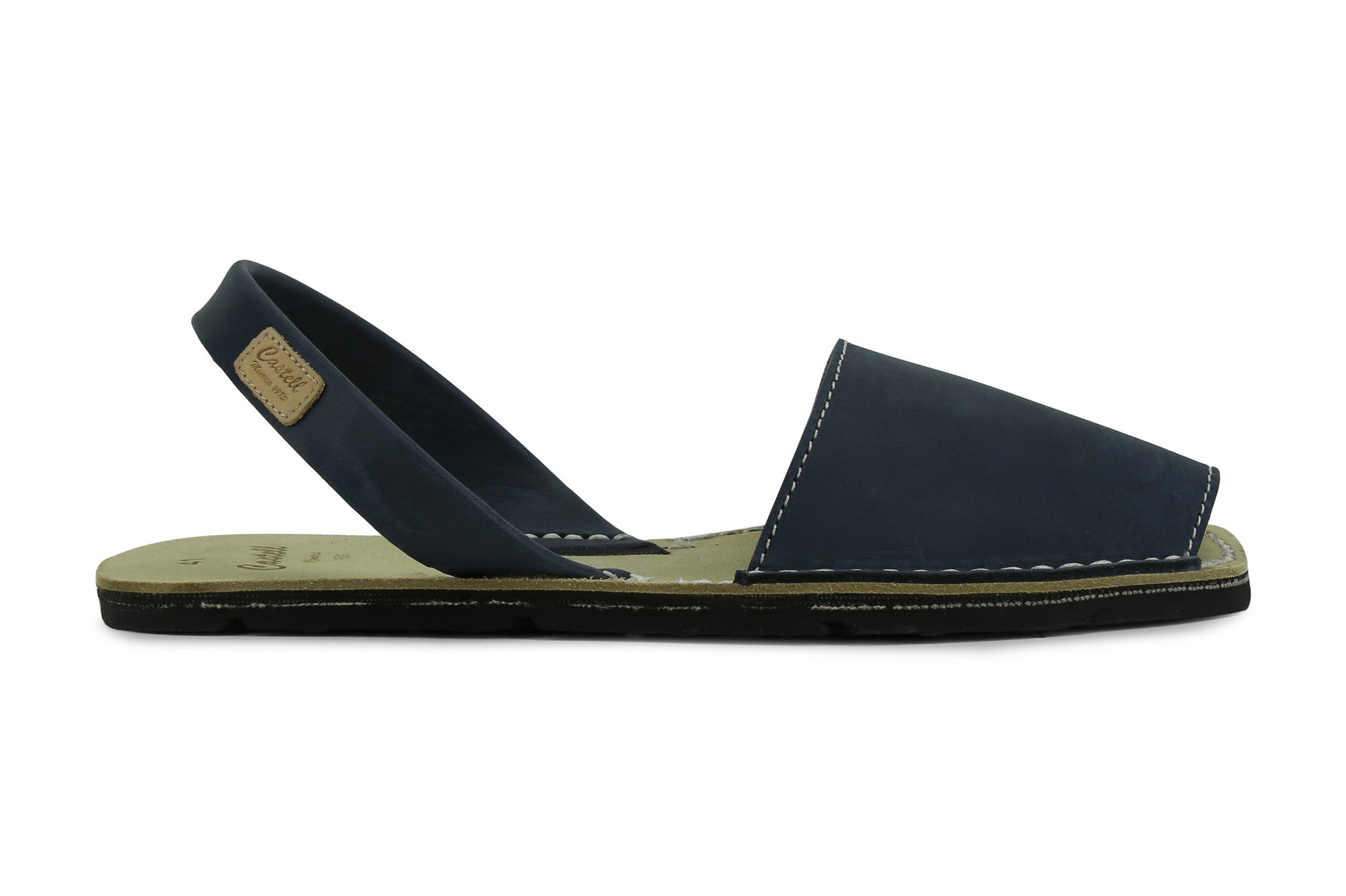 Castell Avarcas Men's Rustic Navy Blue Leather Slingback Sandals