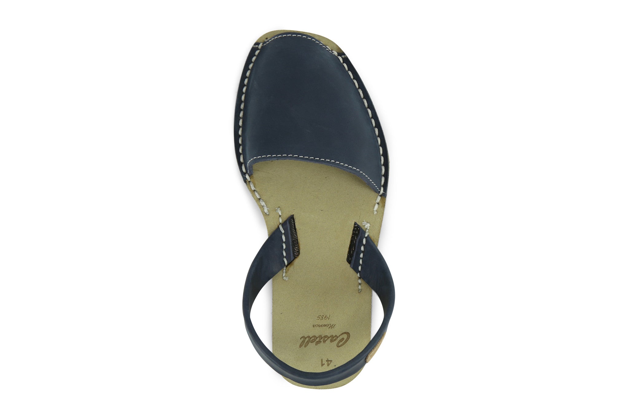 Castell Avarcas Men's Rustic Navy Blue Leather Slingback Sandals