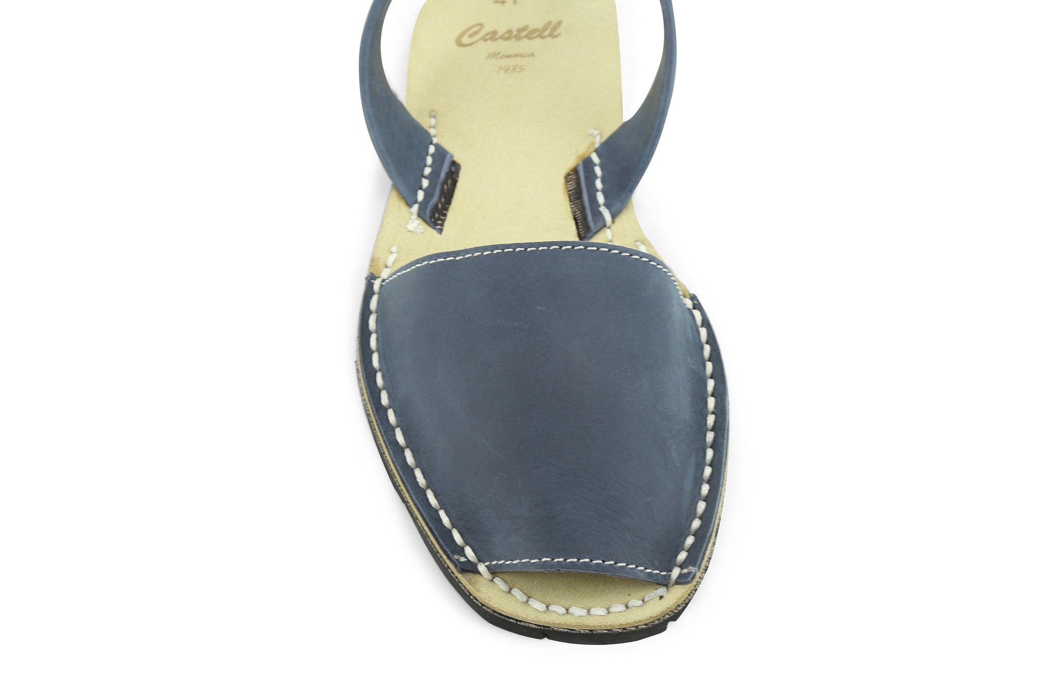Castell Avarcas Men's Rustic Navy Blue Leather Slingback Sandals