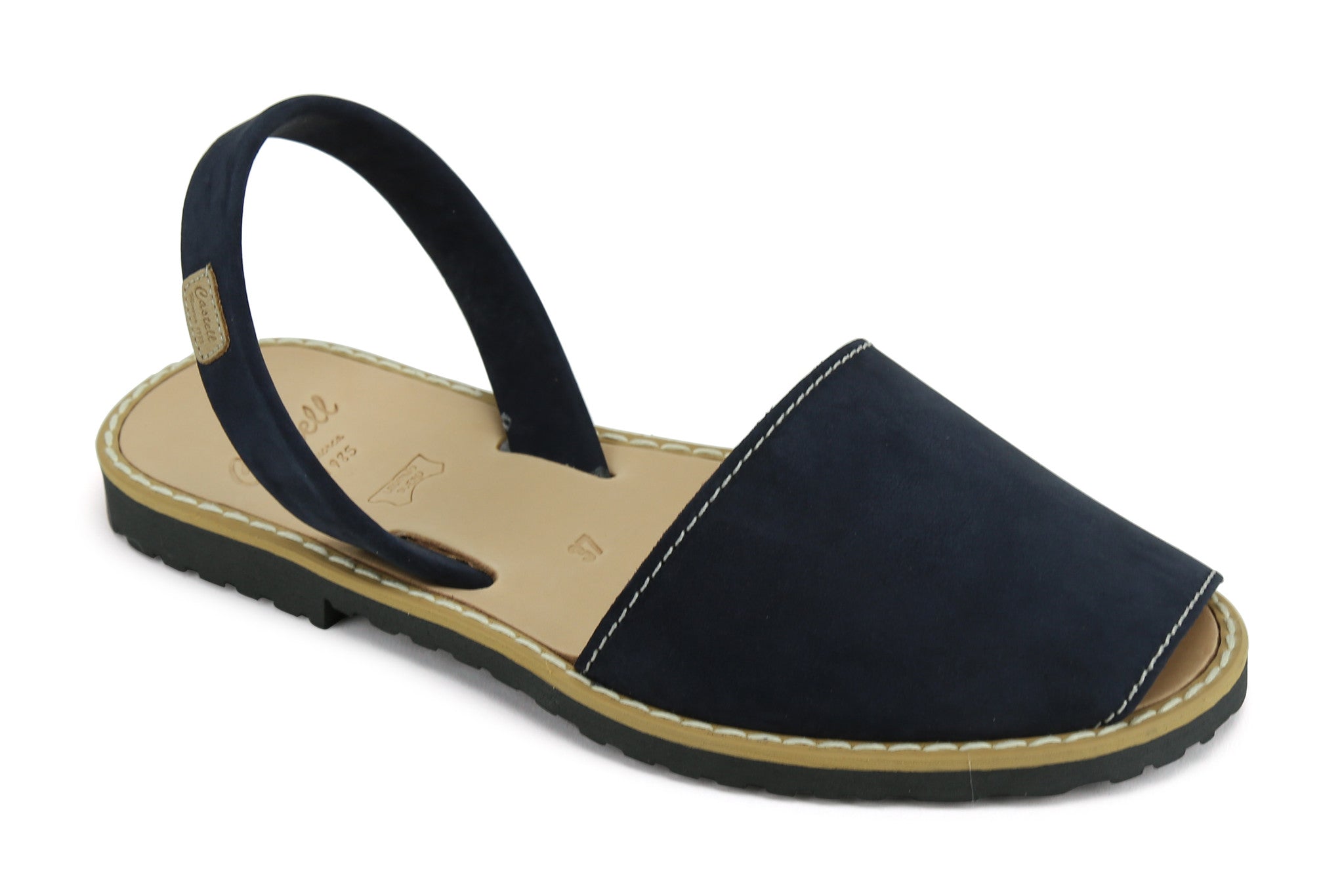Castell Avarcas Women's Classics Dark Navy Leather Slingback Sandals