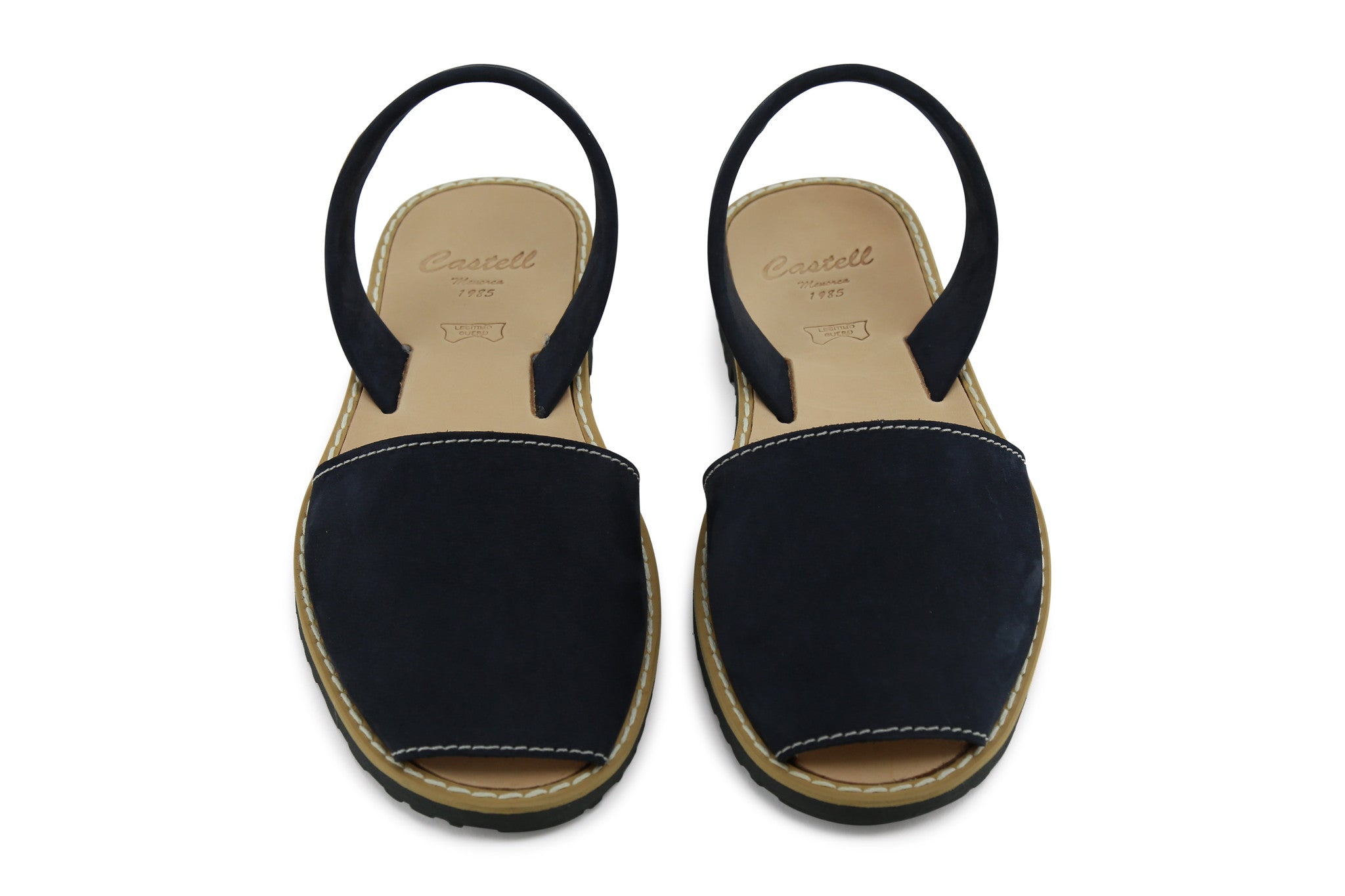 Castell Avarcas Women's Classics Dark Navy Leather Slingback Sandals