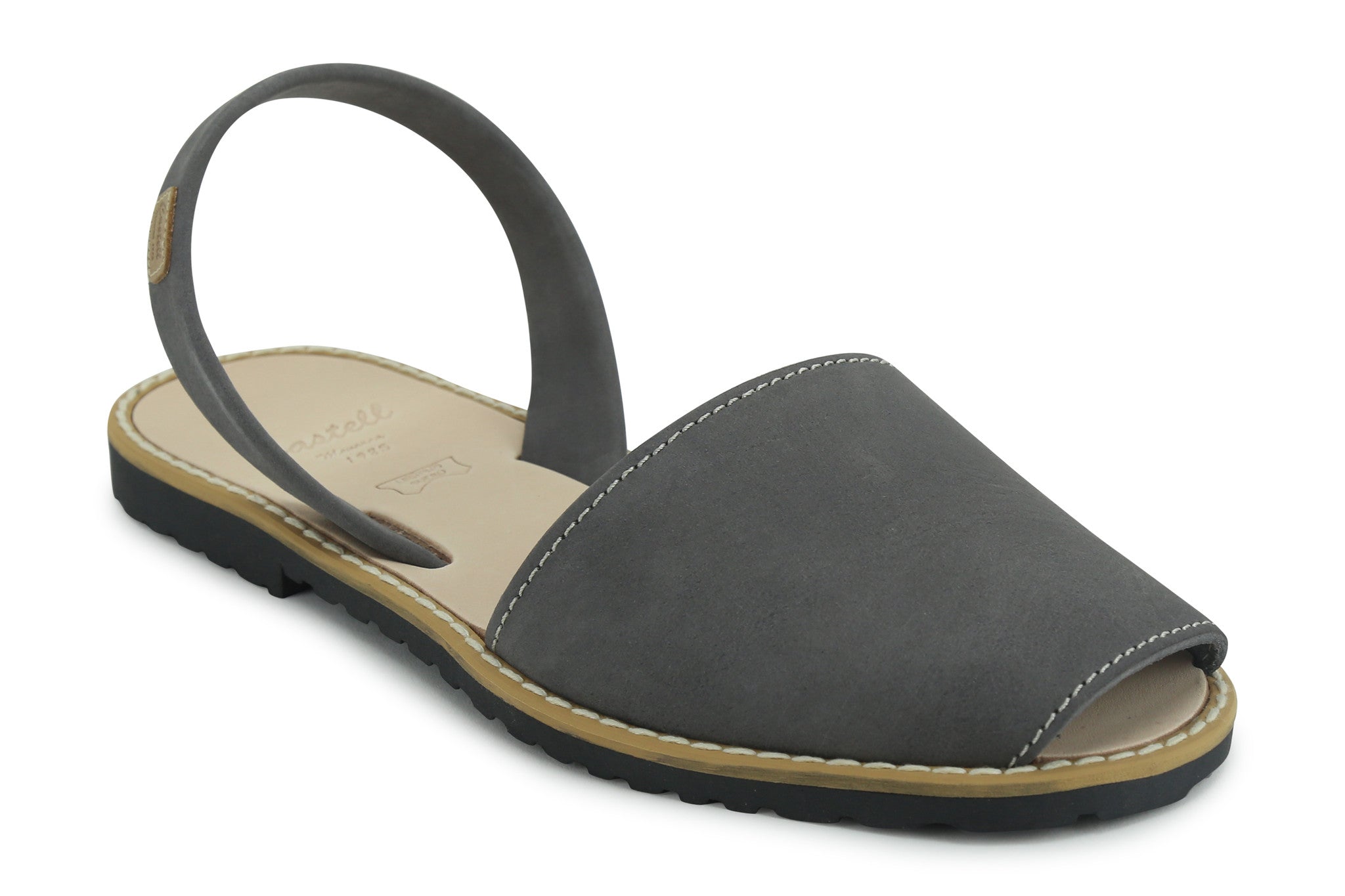 Castell Avarcas Women's Classics Grey Leather Slingback Sandals