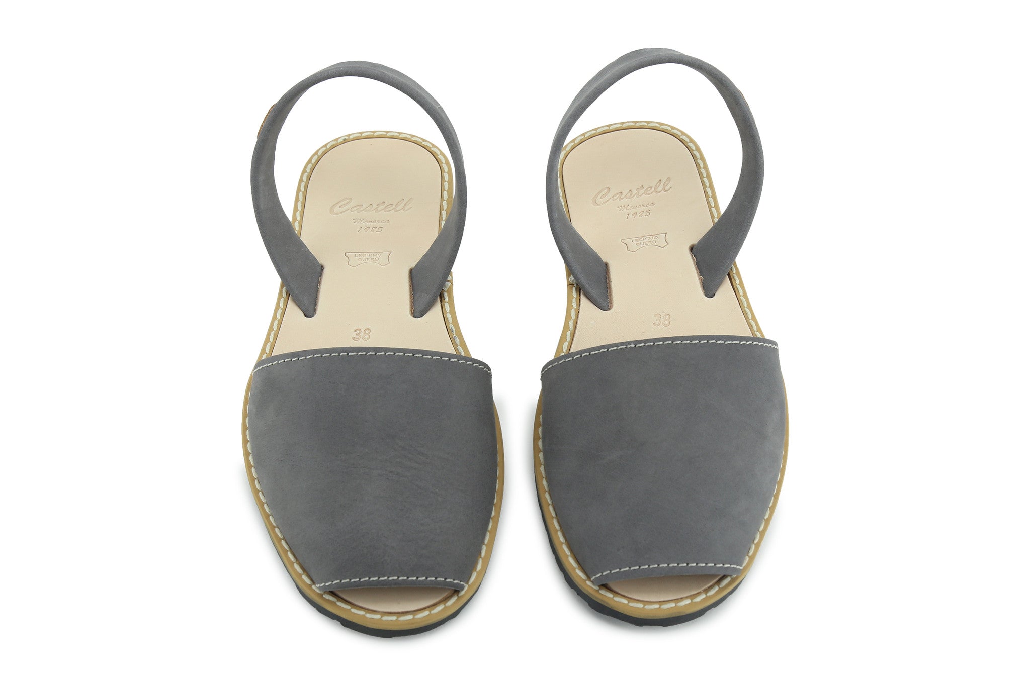 Castell Avarcas Women's Classics Grey Leather Slingback Sandals