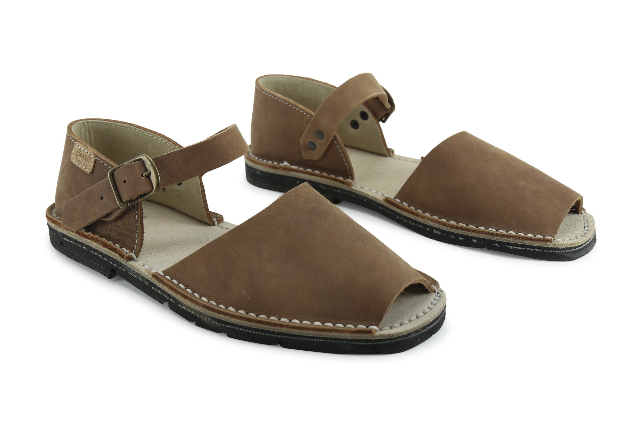 Castell Avarcas Women's Fraileras Nut Leather Monk Strap Sandals