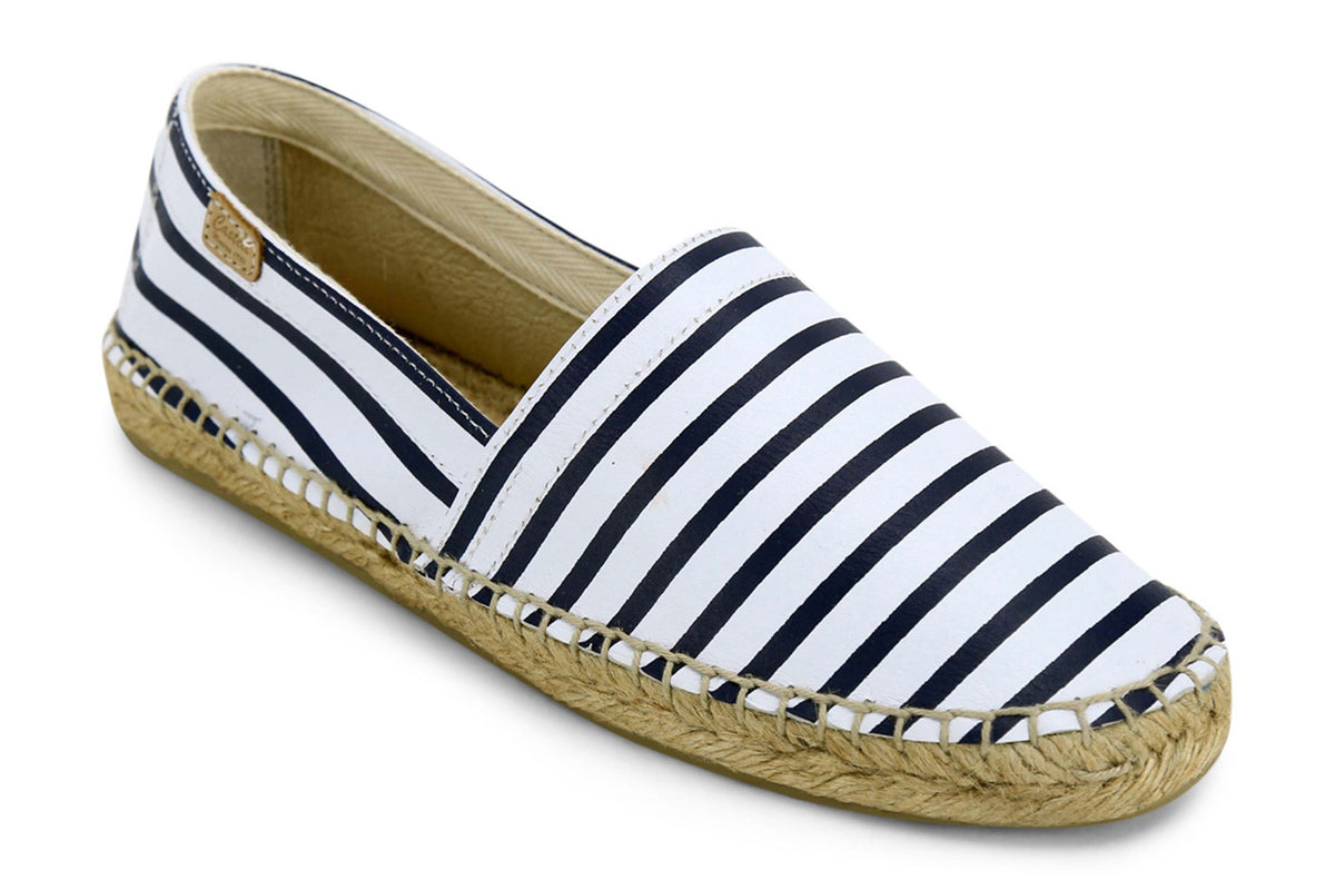 Castell Women's Navy Stripes Leather Espadrilles - THE AVARCA STORE