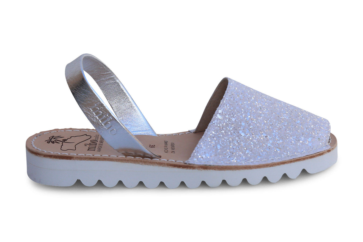 mibo avarcas snow glitter menorcan sandals