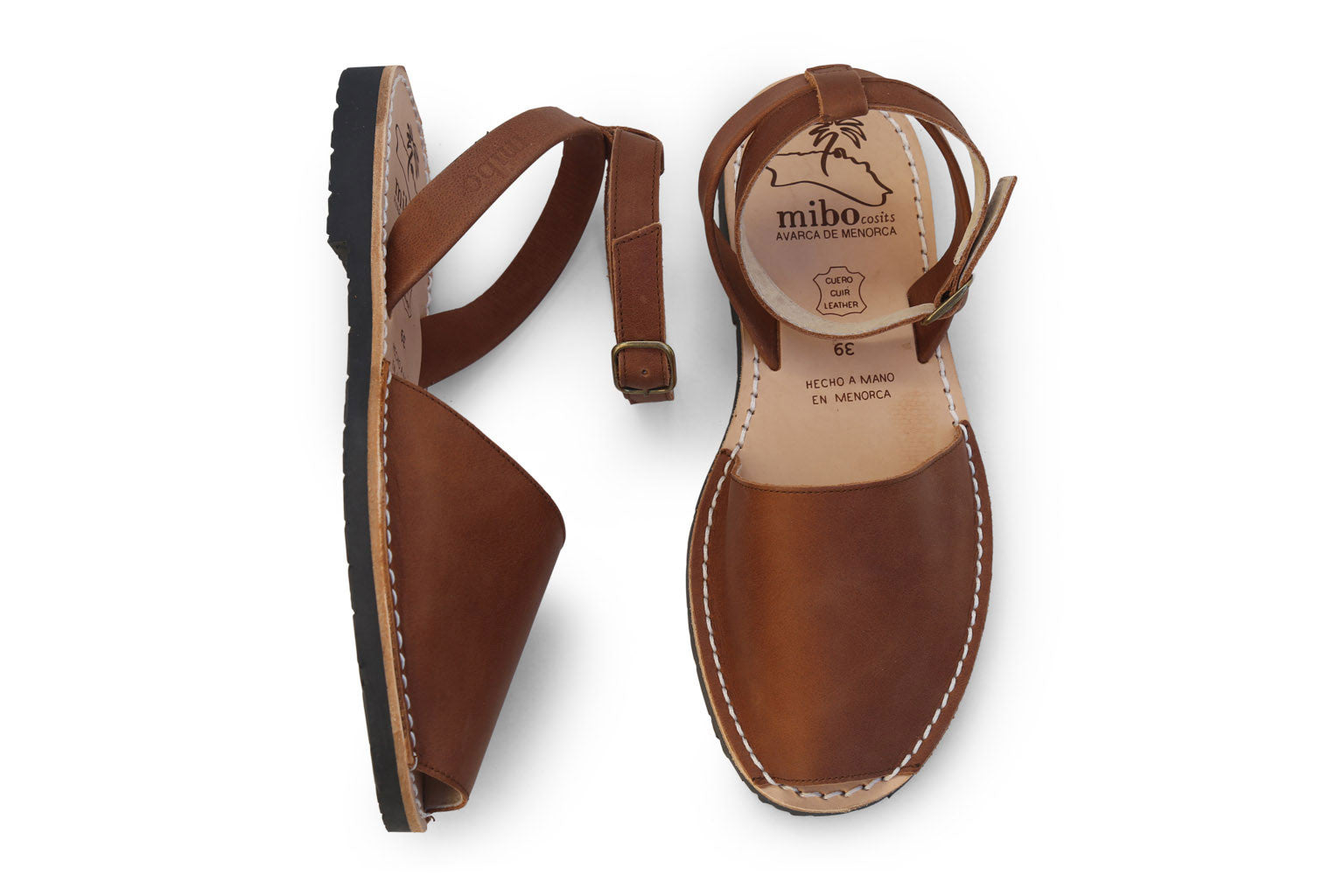 Mibo Cuero Ankle Strap Menorquinas Sandals