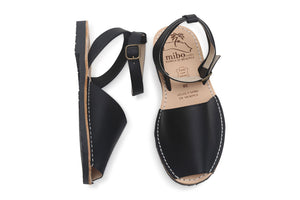 Mibo Avarcas Black Ankle Strap Menorcan Sandals