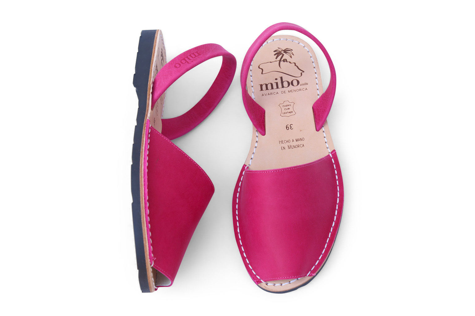 Mibo Avarcas Fuchsia Leather Menorcan Sandals