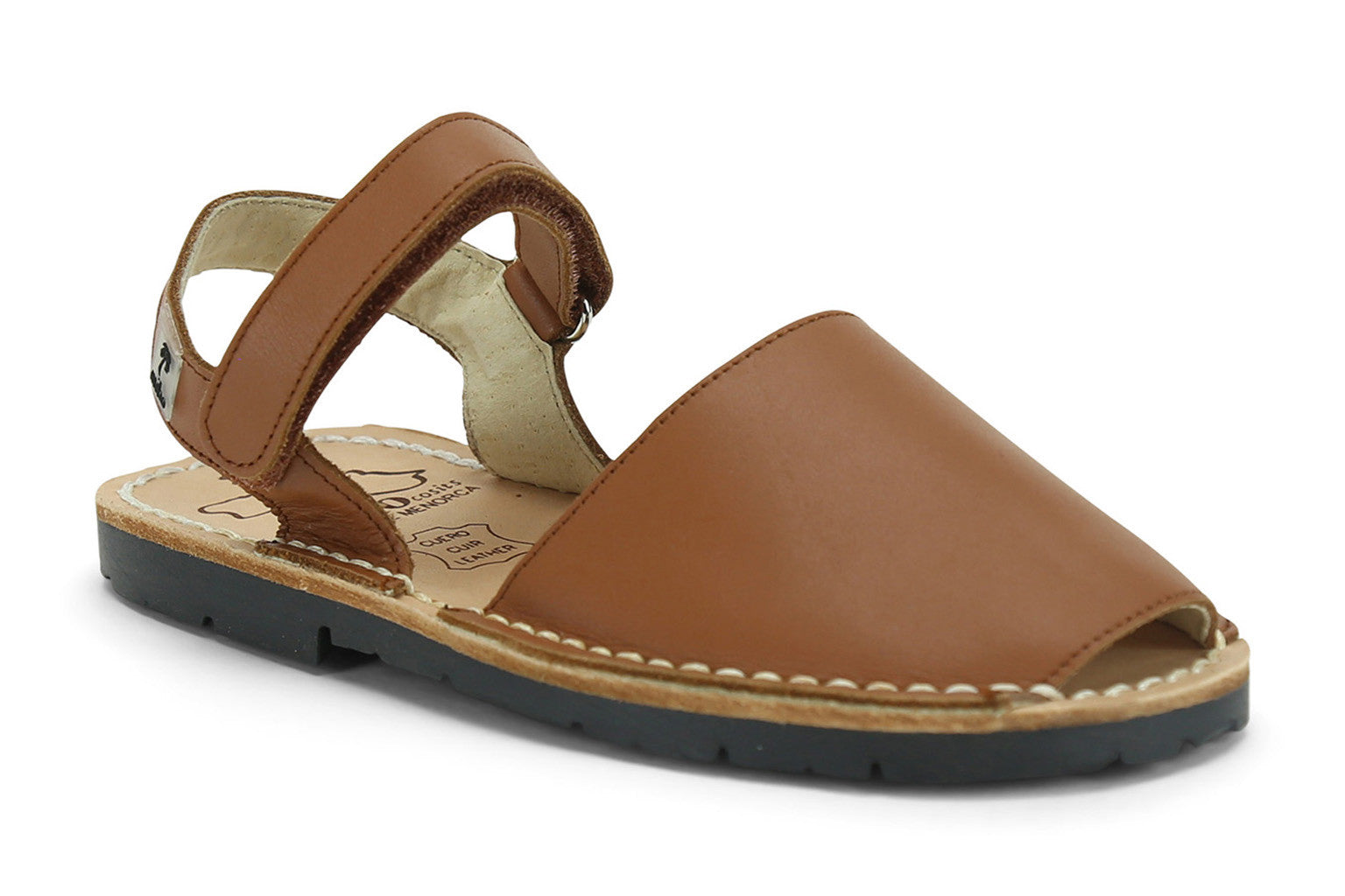 Mibo Avarcas Kids Hook and Loop Brown Leather Slingback Sandals