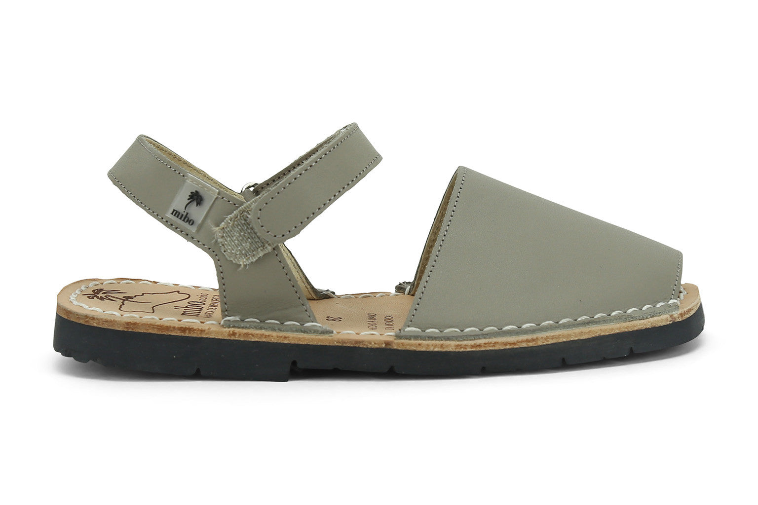 Mibo Avarcas Kids Hook and Loop Taupe Leather Slingback Sandals