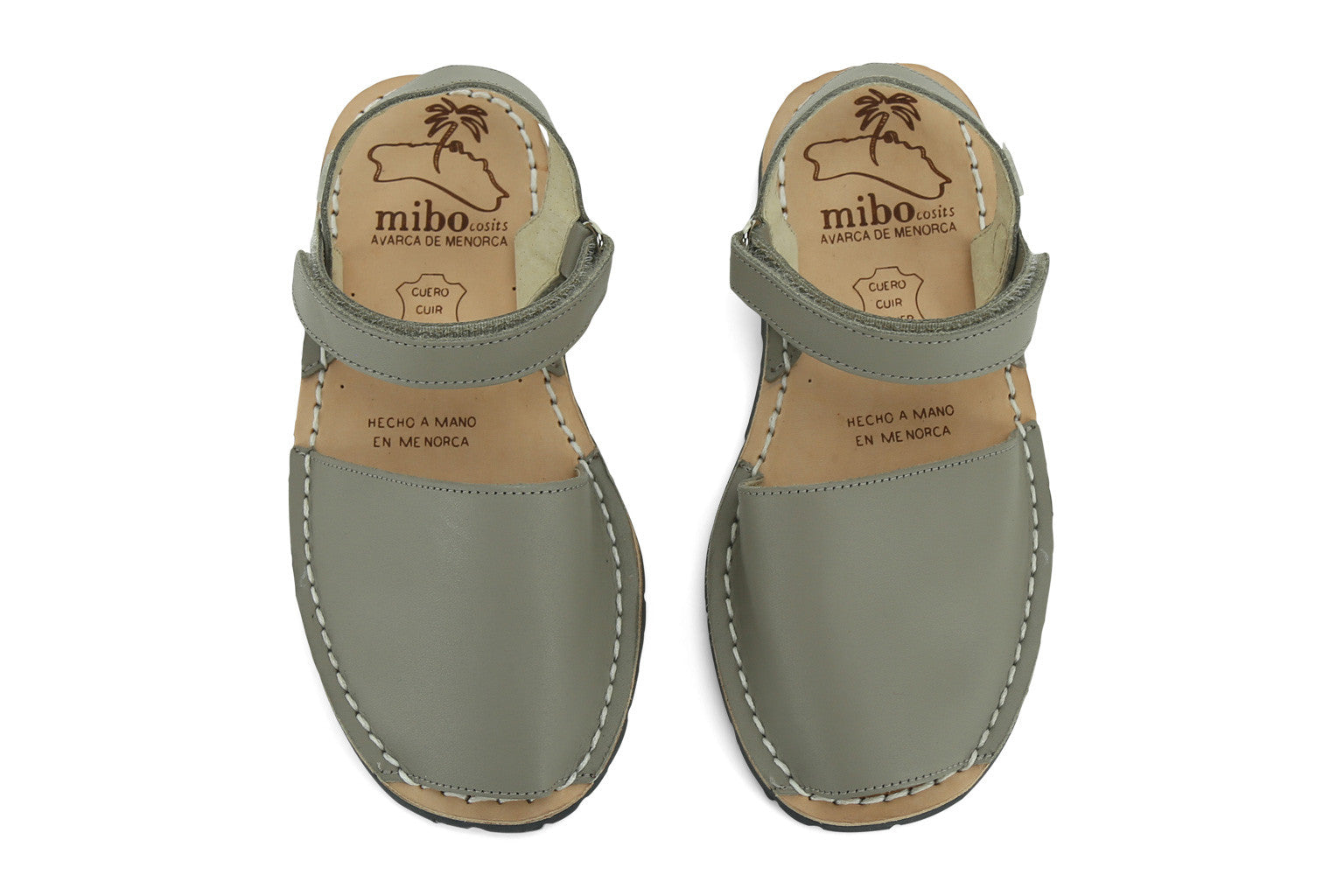 Mibo Avarcas Kids Hook and Loop Taupe Leather Slingback Sandals