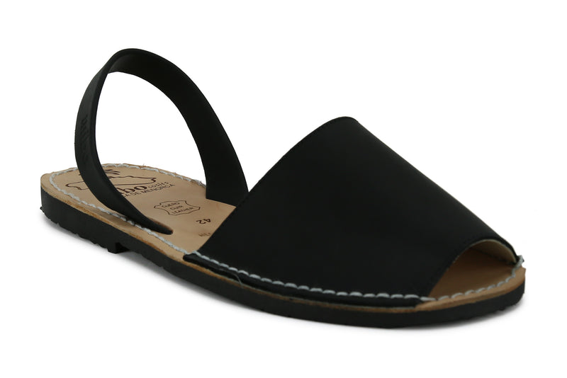 Mibo Avarcas Men's Classics Black Leather Slingback Sandals - THE ...