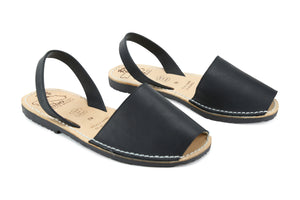 Mibo Avarcas Men's Classics Black Leather Slingback Sandals