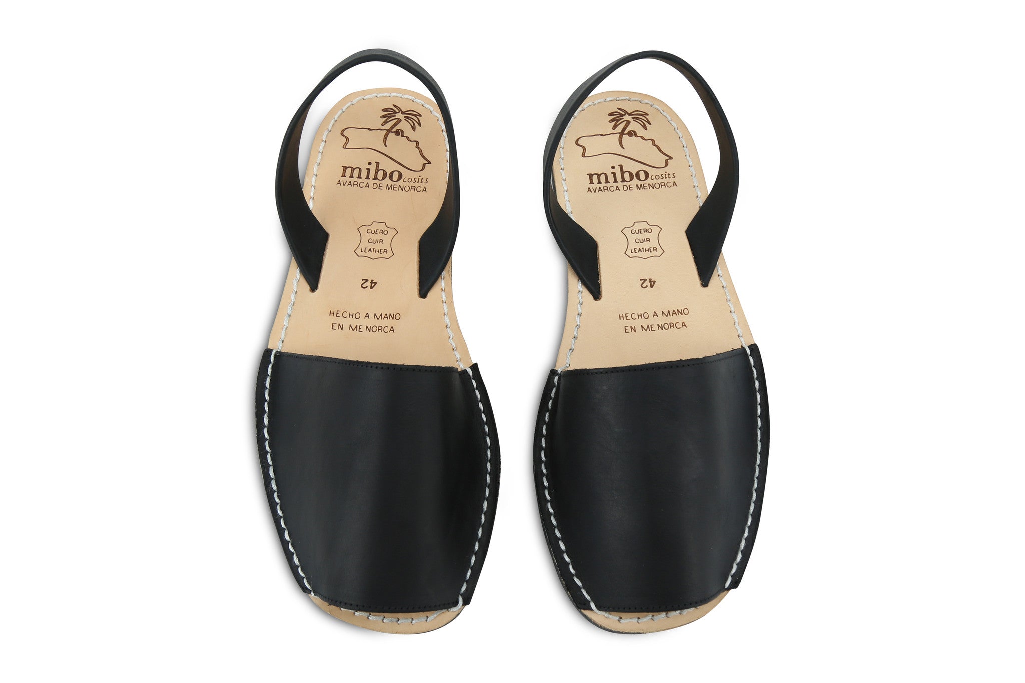 Mibo Avarcas Men's Classics Black Leather Slingback Sandals