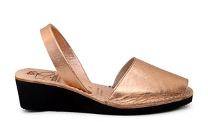 Mibo Avarcas Metallic Rose Gold Wedges Menorcan Sandals