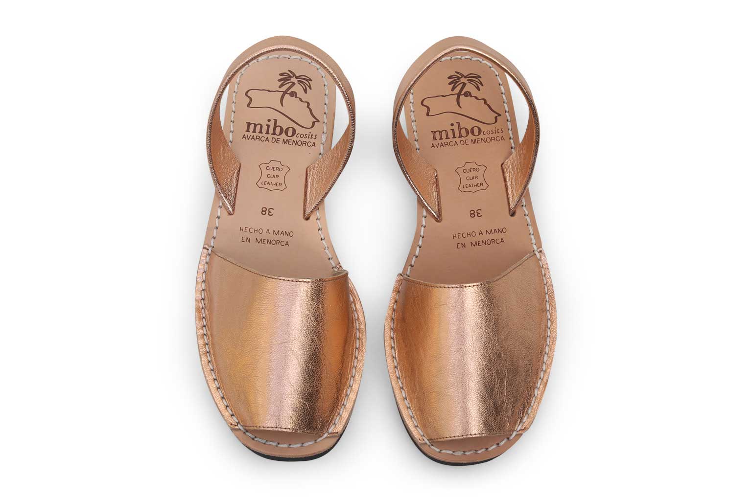 Mibo Avarcas Metallic Rose Gold Wedges Menorcan Sandals